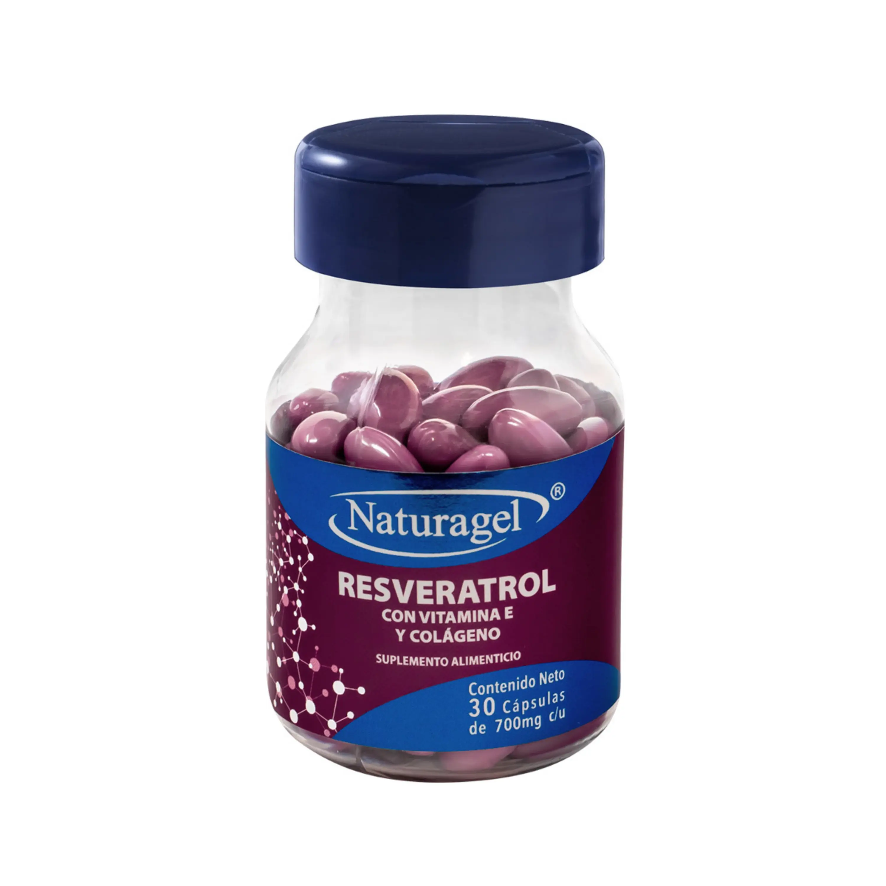 RESVERATROL, ALOE VERA, VITAMINA E, COLAGENO T1 Y T2, 700 MG