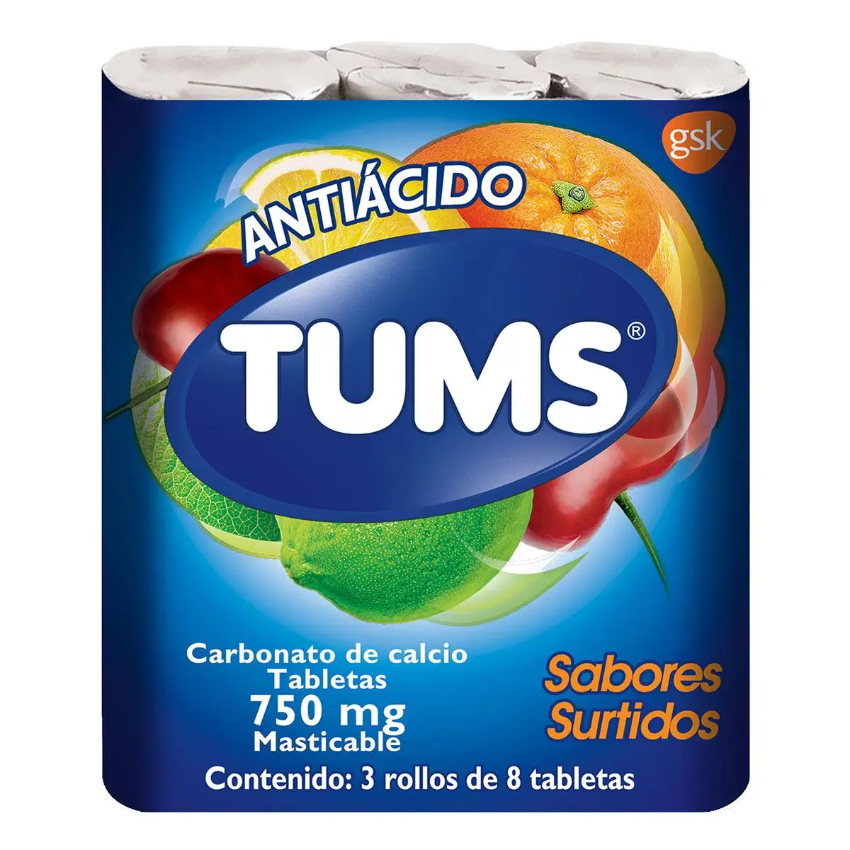 TUMS EXTRA SURTIDO 3 ROLLOS (CARBONATO DE CALCIO)