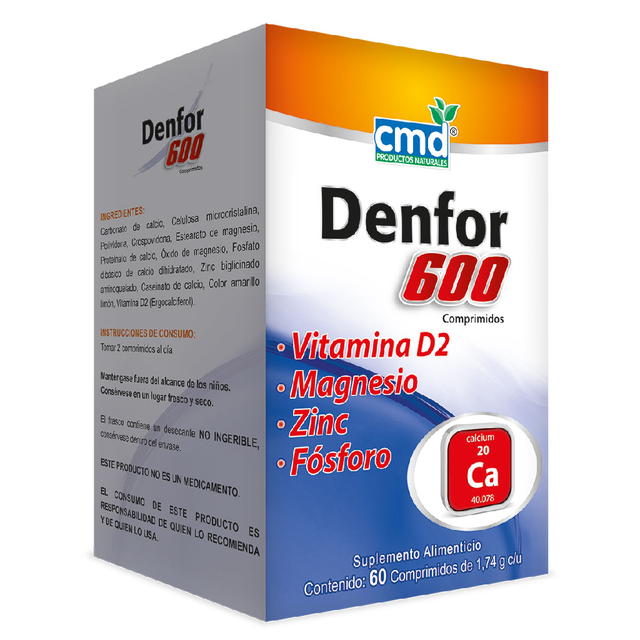 DENFOR 600 COM 1.74 GR- CALCIO/FOSFORO/MAGNESIO/VITAMINA D2/ZINC