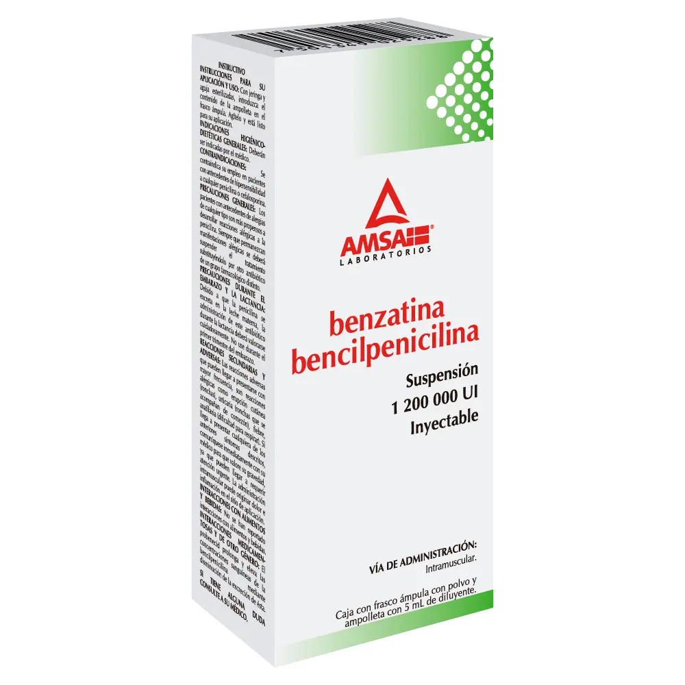 BENZATINA BENCILPENICILINA 1,200,000 U Y 5 ML DIL