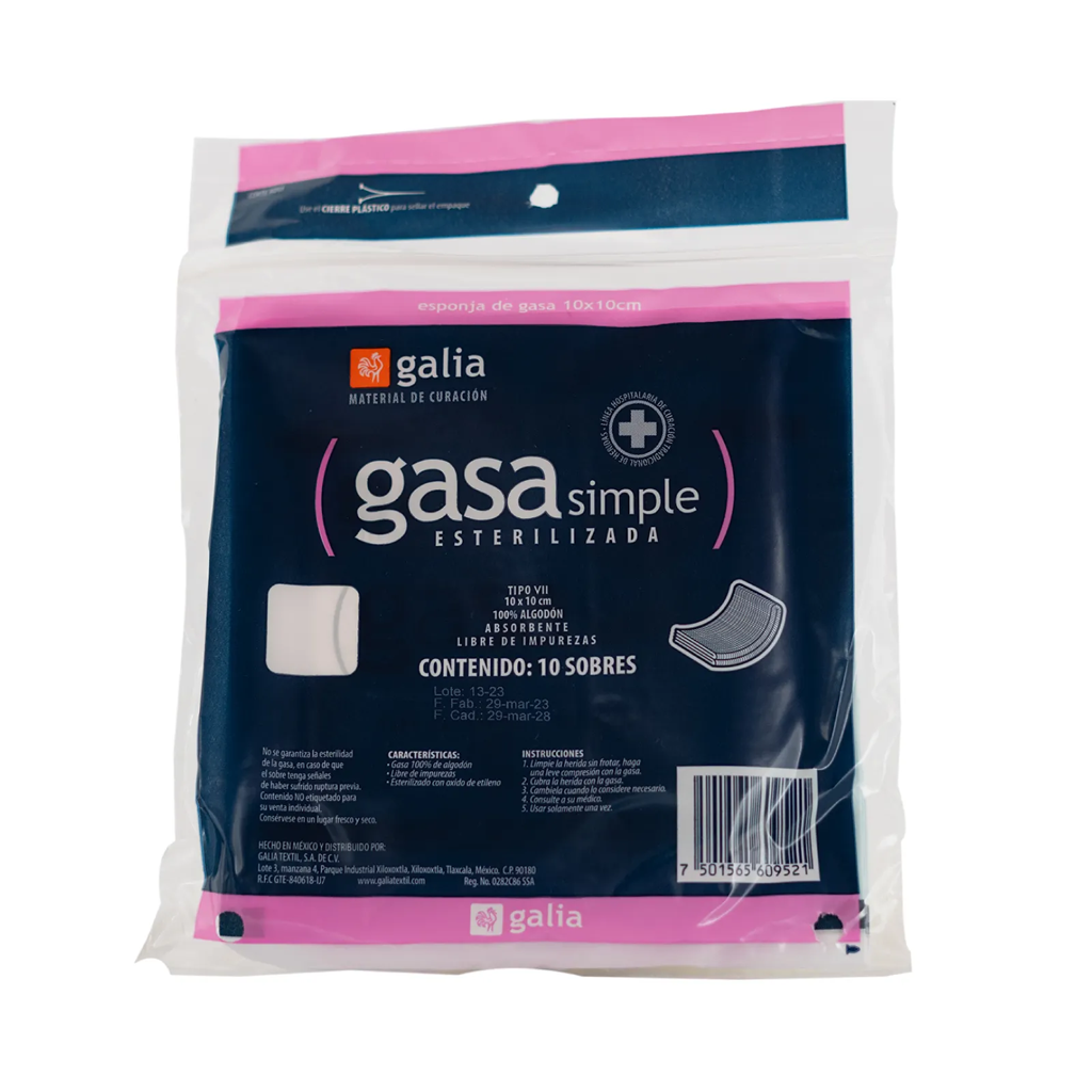 GASA SIMPLE ESTERILIZADA 10 X 10 CM C/10